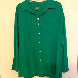 J. Jill long sleeve tunic, PSM green, silk&cotton